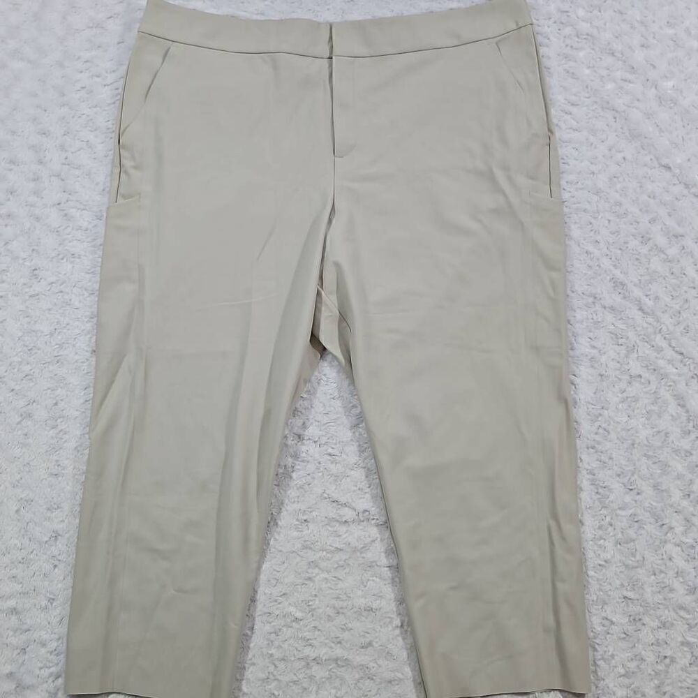 Athleta Stellar Straight Crop Pant Womens Size 24 Cream Khaki Casual Dressy Pant